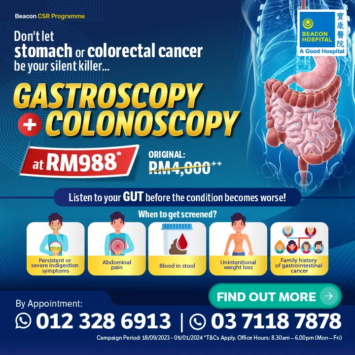 gastroscopy, colonoscopy, promotion, beacon hospital, csr programme, website. colorectal cancer