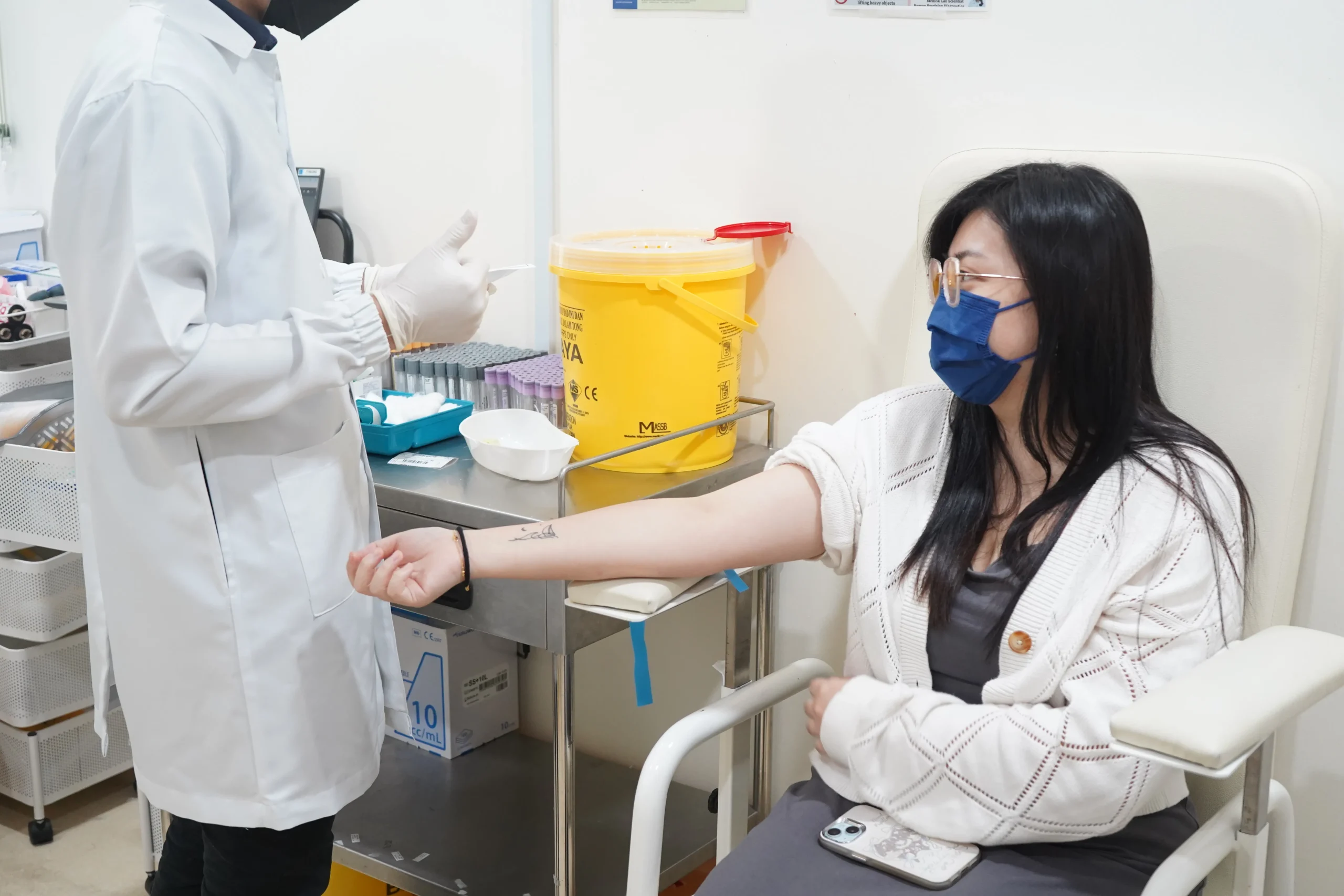 Patient taking blood test